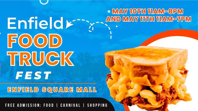 Join us at the 2025 Enfield Food Truck Fest May 10-11, 2025, for two days of delicious food trucks, arts, crafts, and unique vendors at Enfield Square Mall. Enjoy a family-friendly atmosphere.