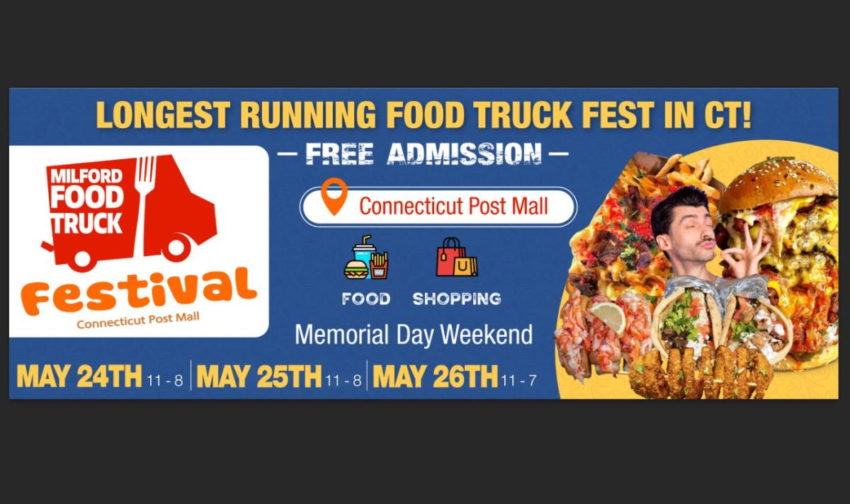 Join the 11th annual Milford Food Truck Fest & Open Air Market this Memorial Day weekend in Milford, CT. Enjoy top food trucks, live music, unique vendors, and family-friendly fun—all with free admission!